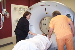 Female Patient is having an MRI scan